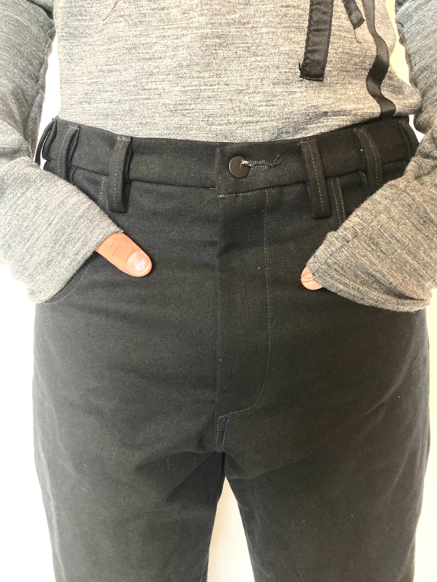 KNG13 || 13 LOOP SLIM CANVAS JEANS || BLACK