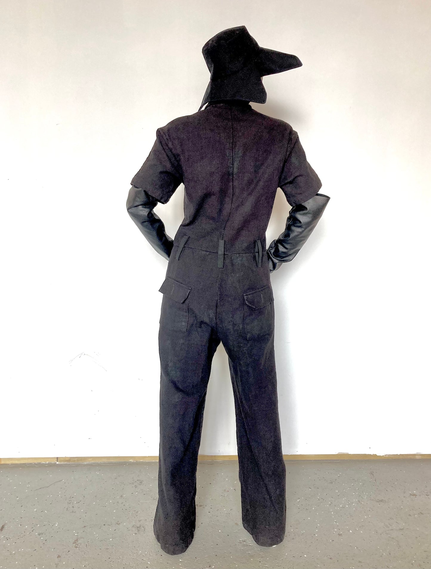 KNG13 || FEMME - LONG COVERALLS || SILK + COTTON - OD BLACK