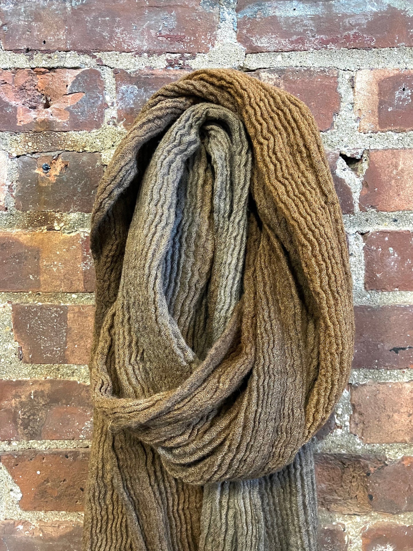 SS23 LINEN AND WOOL LARGE SCARF - COPPER