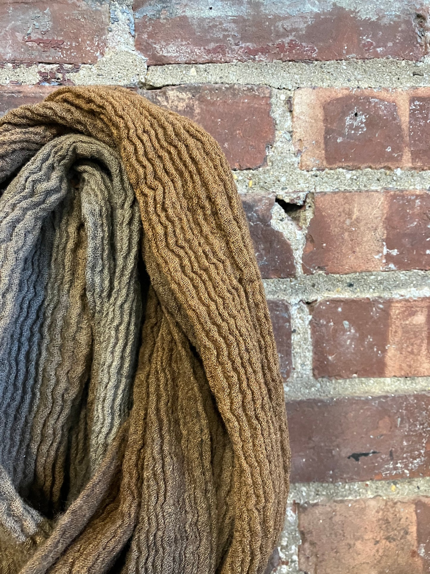 SS23 LINEN AND WOOL LARGE SCARF - COPPER