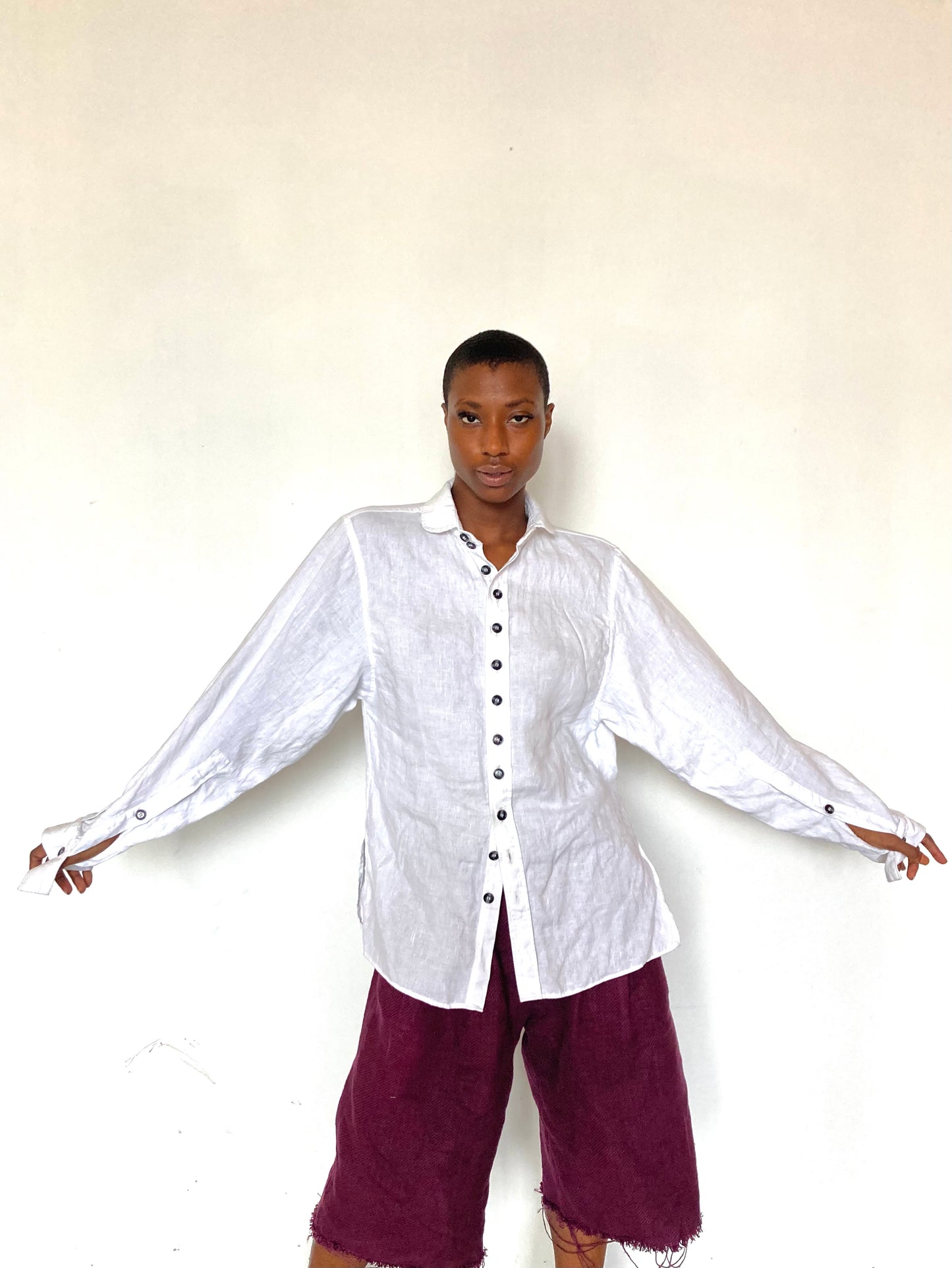 KNG13 || OVERSIZED CLASSIC SHIRT || 100% LINEN WHITE