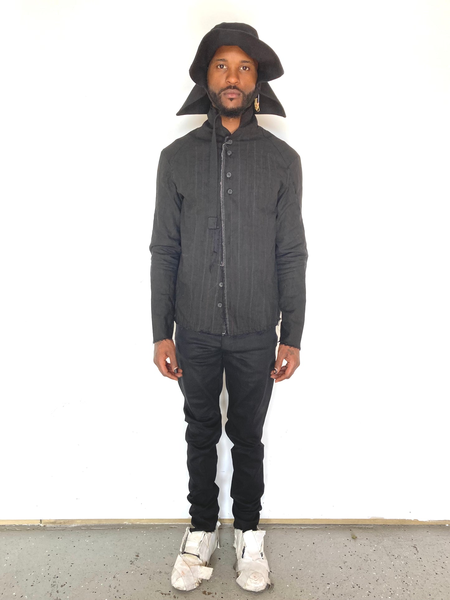 KNG13 || PROTOLOGICAL ARCHETYPE SHIRT - DESTROYED LINEN || BLACK ||