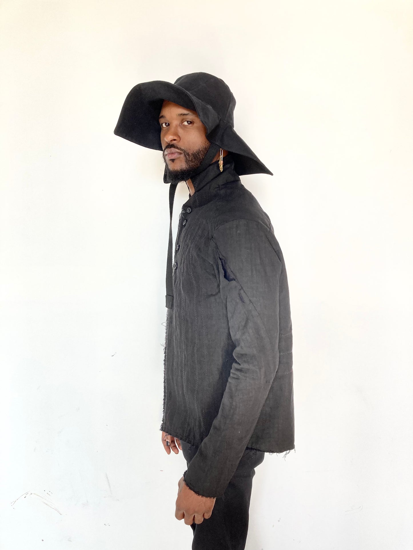 KNG13 || PROTOLOGICAL ARCHETYPE SHIRT - DESTROYED LINEN || BLACK ||