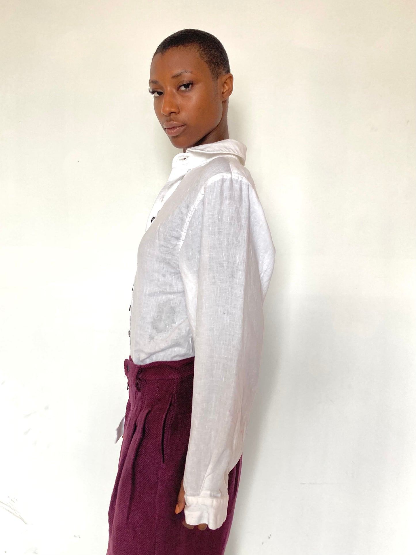 KNG13 || OVERSIZED CLASSIC SHIRT || 100% LINEN WHITE