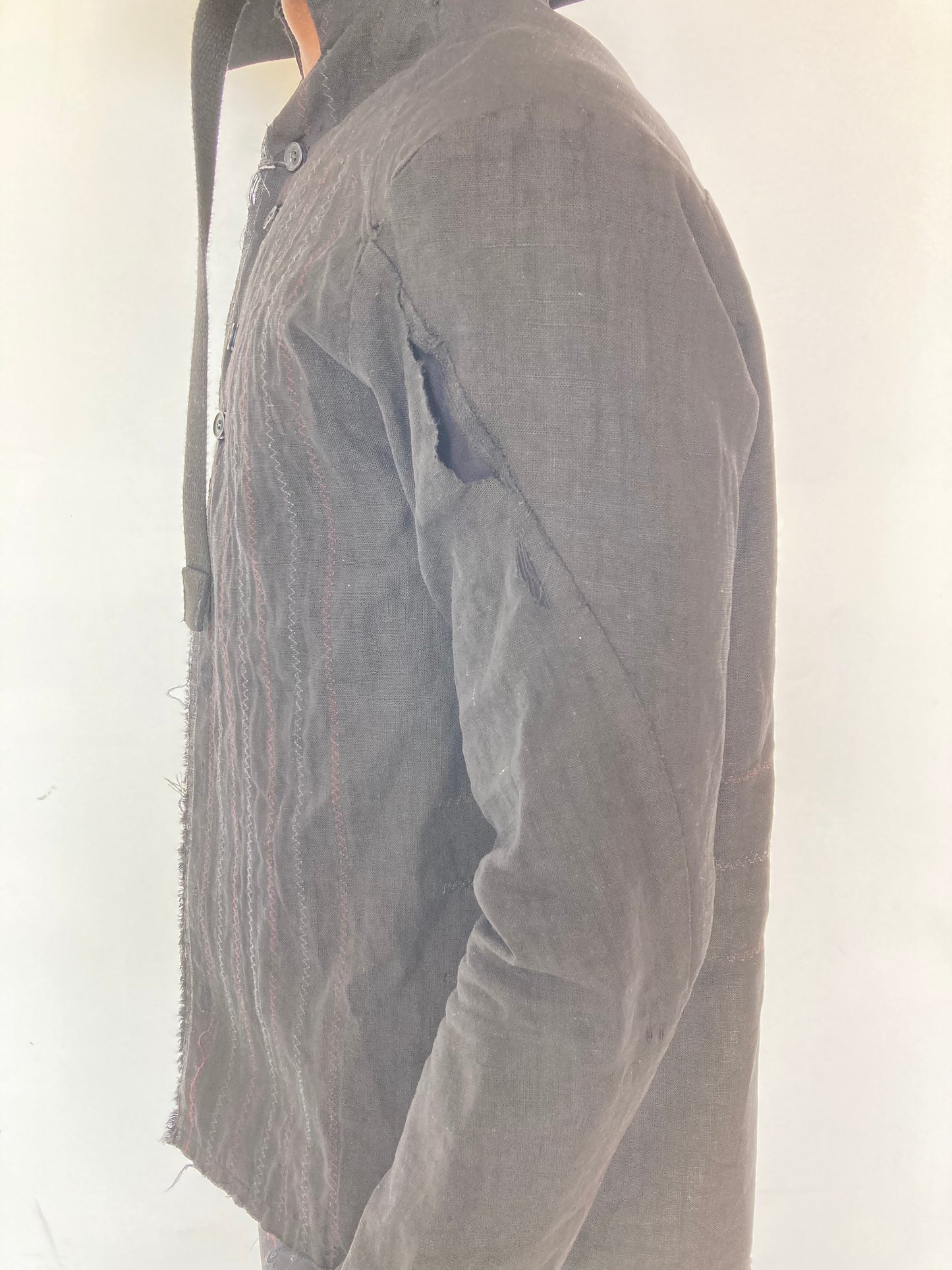 KNG13 || PROTOLOGICAL ARCHETYPE SHIRT - DESTROYED LINEN || BLACK ||