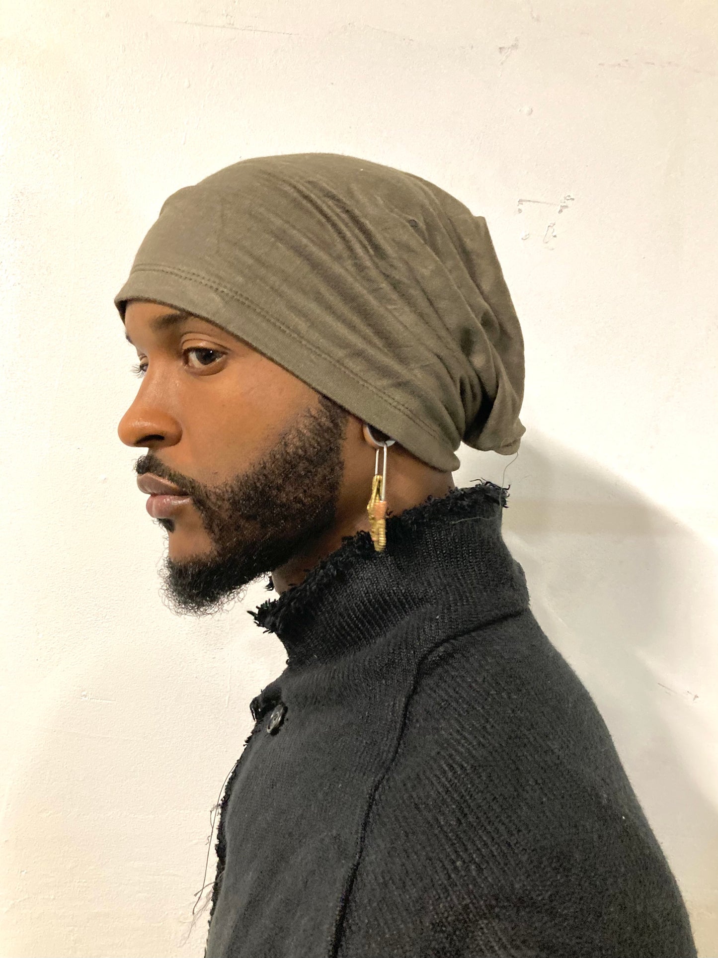 KGN13 || ONE PIECE LONG DOME BEANIE || COMBAT GREEN COTTON