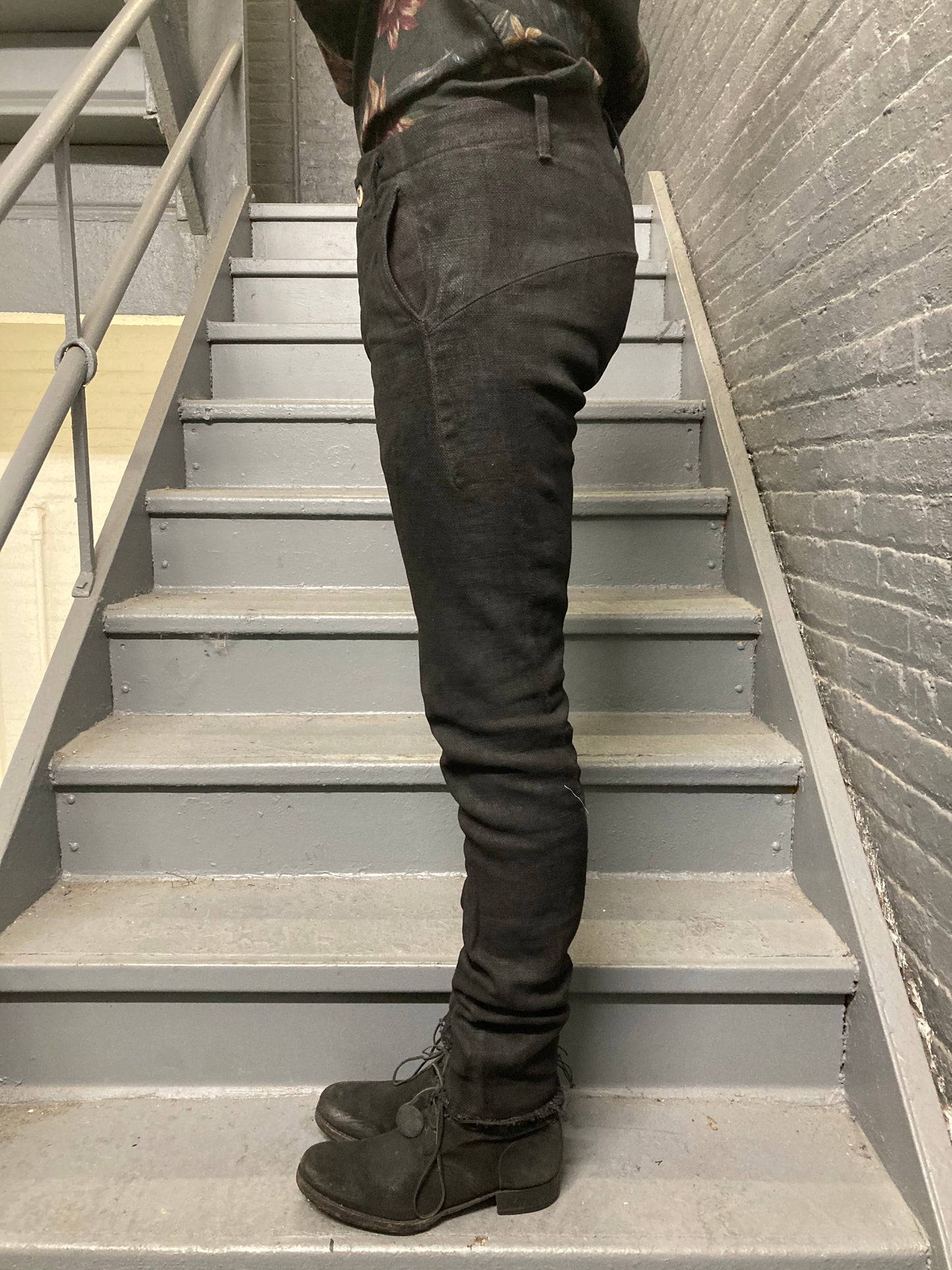 ARCHIVE ADDITIONS - COATED MINIMALIST SLIM PANTS - BLACK