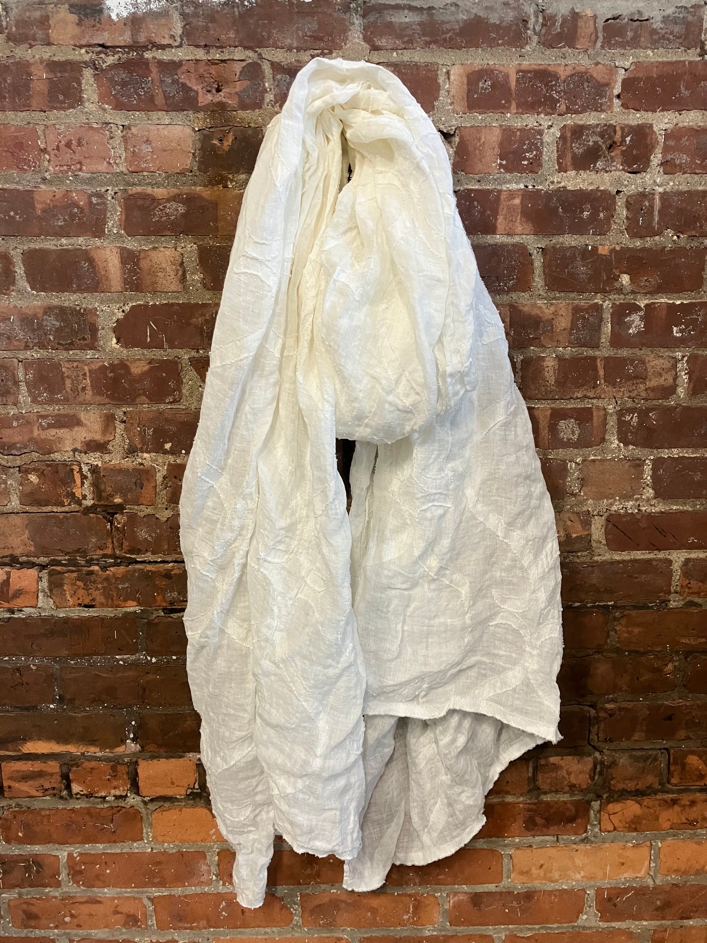 SS23 LINEN DOUBLE WIDTH SCARF - WHITE