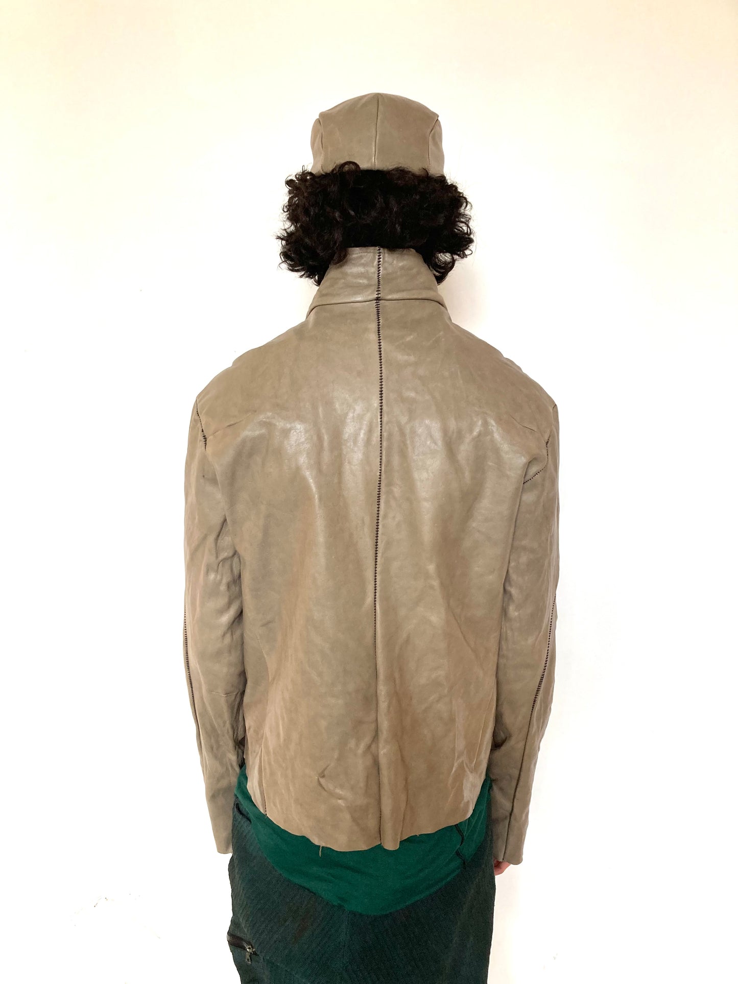 KNG13 || PROTOLOGICAL ARCHETYPE LEATHER SHIRT JACKET || KHAKI