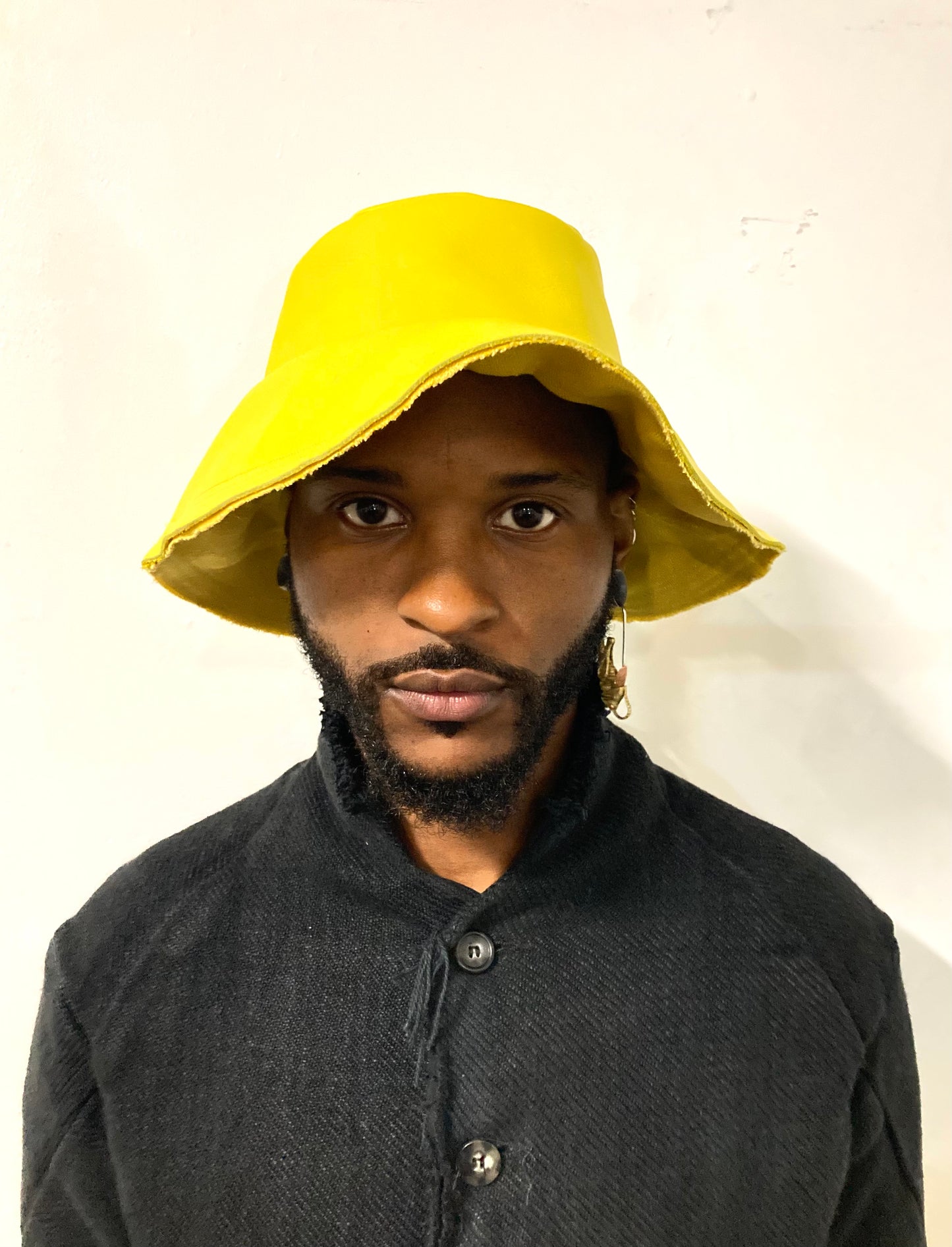 KNG13 || EXTENDED BRIM BUCKET HAT || 100% COWHIDE -YELLOW