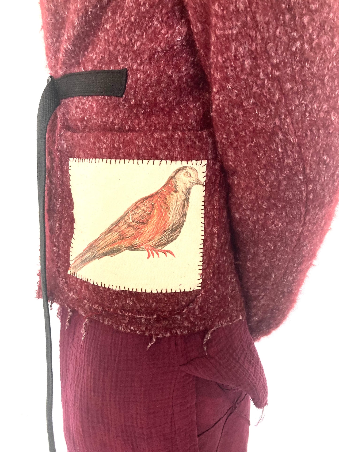 KNG13 || BIRD HUNTING BOILED WOOL SHORT CARDIGAN || MAROON
