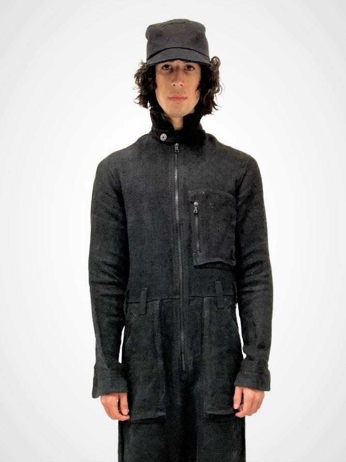 KNG13 || FULL BODY COVERALLS || HEAVY LINEN - O.D. BLACK