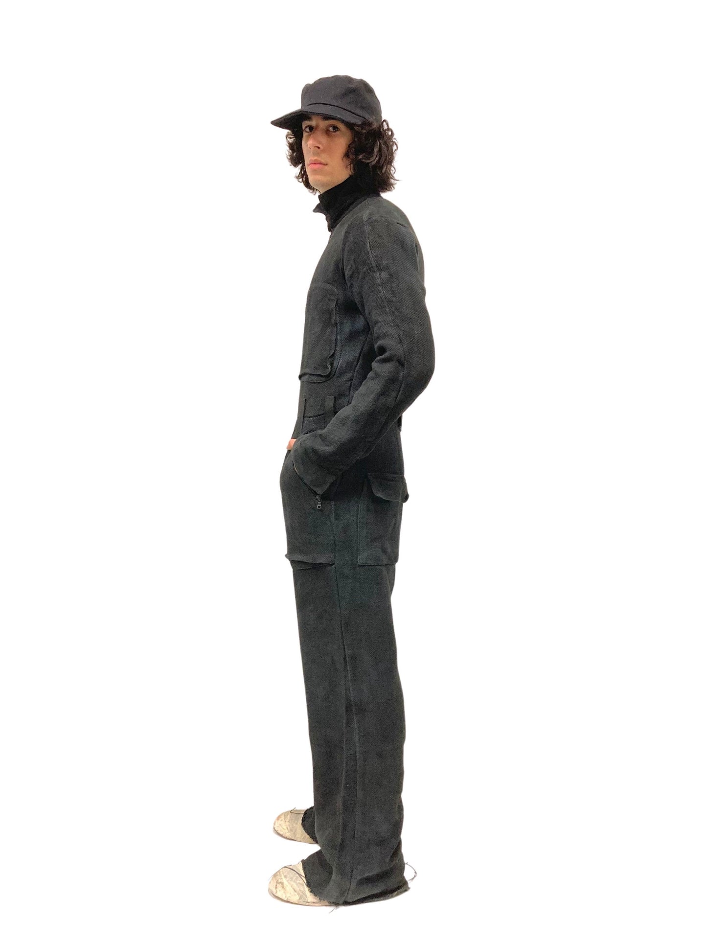 KNG13 || FULL BODY COVERALLS || HEAVY LINEN - O.D. BLACK
