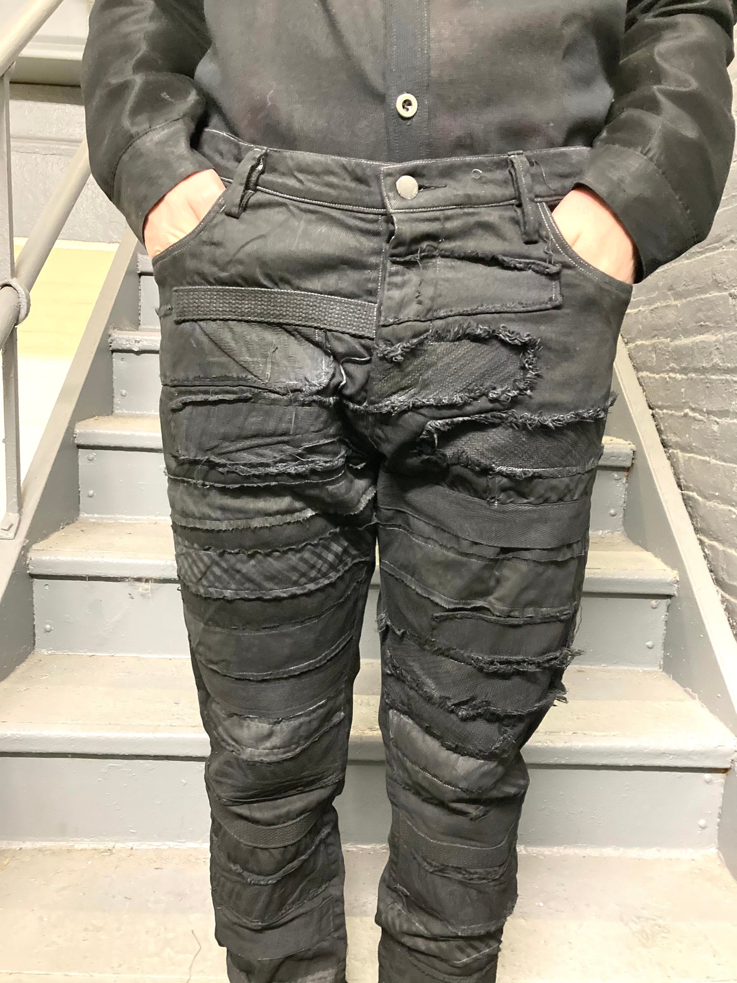 ARCHIVE ADDITIONS - PATCHWORK MUMMIFIED |ZERO| JEANS - OVERDYED + COATED BLACK