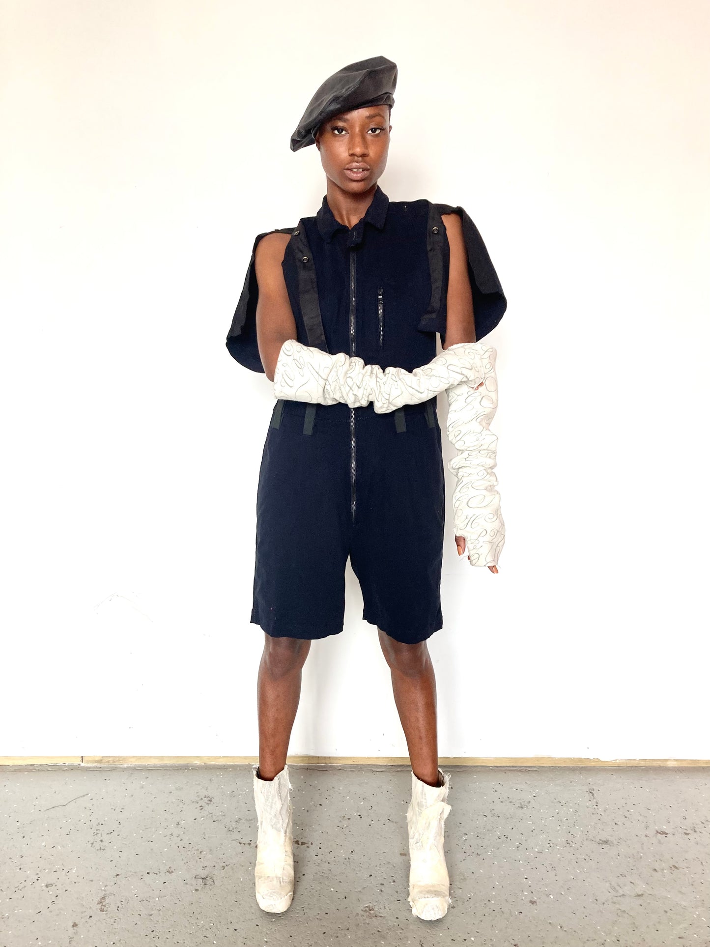 KNG13 || FEMME - SHORT COVERALLS || 100% COTTON - BLACK