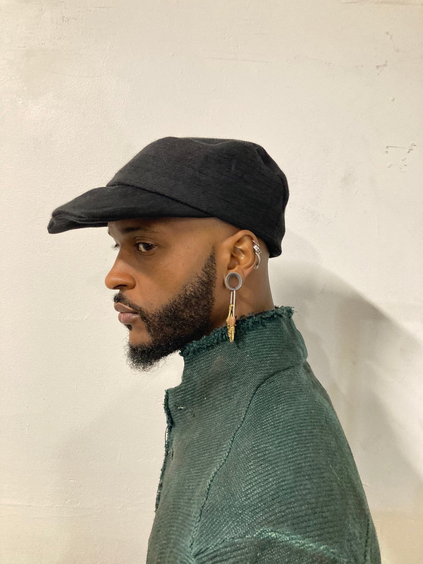 KNG13 || EXTENDED BILL HAT || 100% HEAVY LINEN - BLACK