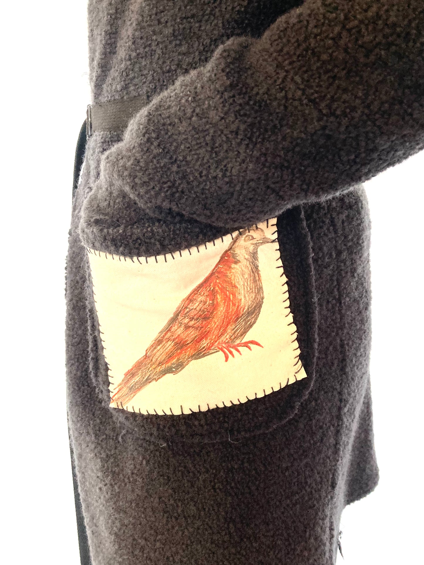 KNG13 || BIRD HUNTING BOILED WOOL LONG CARDIGAN || BLACK