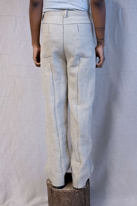 SS23|| OVERLOCKED GODDE JEANS - ECRU HEAVY LINEN