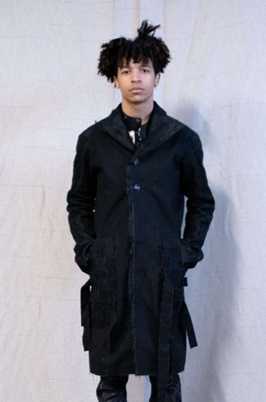 SS23|| PROTOLOGICAL ARCHETYPE COAT WITH MESH PANELS
