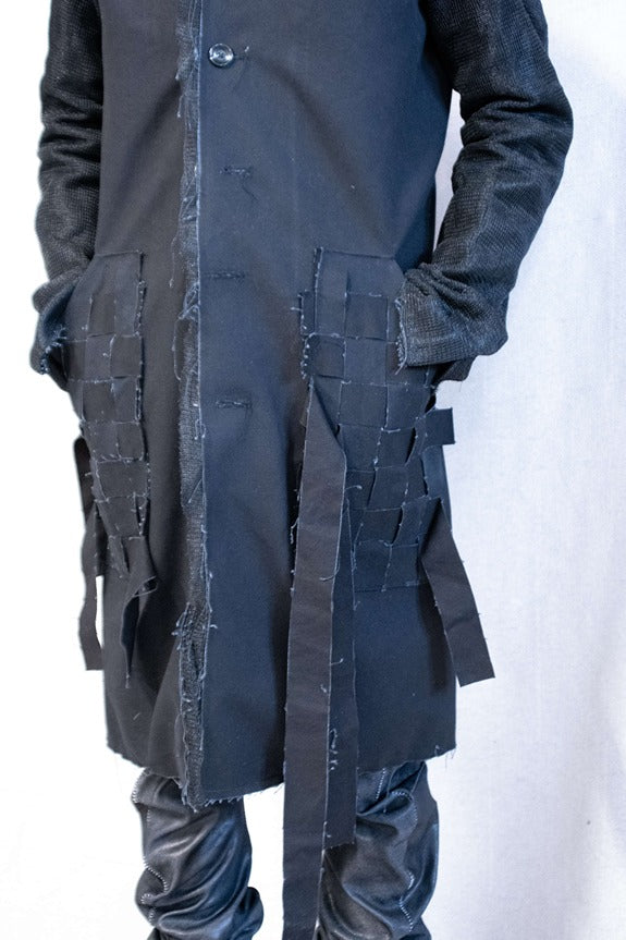SS23|| PROTOLOGICAL ARCHETYPE COAT WITH MESH PANELS