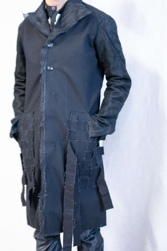 SS23|| PROTOLOGICAL ARCHETYPE COAT WITH MESH PANELS