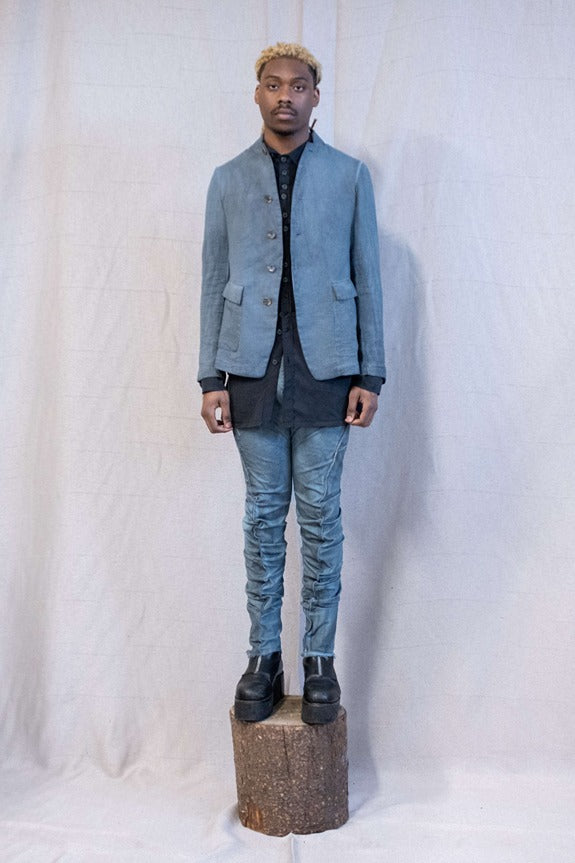 SS23 || FAULTED SHOULDER RUCHED BIB FRONT SHIRT || BLACK