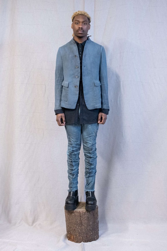 SS23|| WEIGHTLESS PEAKED LAPEL DISPUTE COTTON BLAZER - GREY