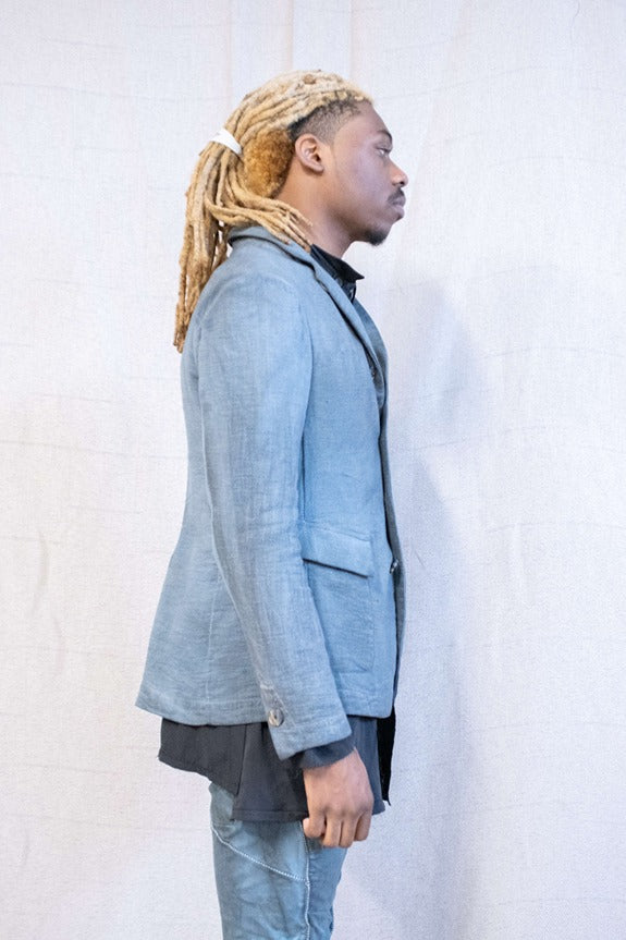 SS23|| WEIGHTLESS PEAKED LAPEL DISPUTE COTTON BLAZER - GREY