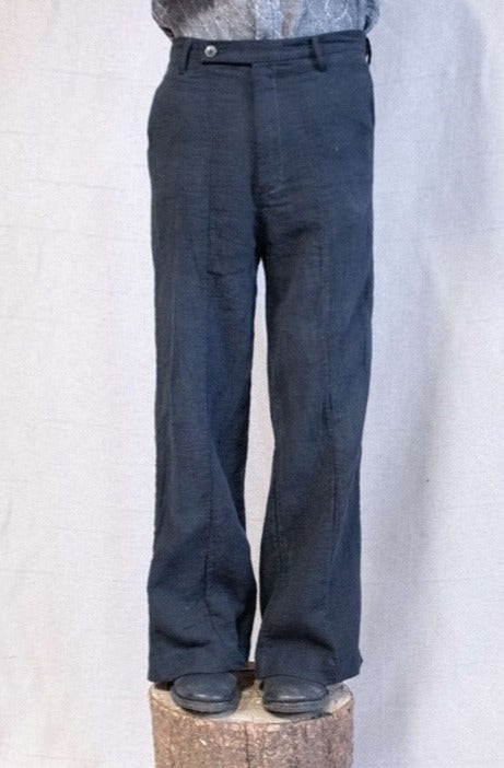 SS23|| OVERLOCKED WIDE LEG GODDE PANTS - BLACK