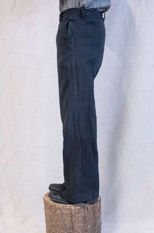 SS23|| OVERLOCKED WIDE LEG GODDE PANTS - BLACK