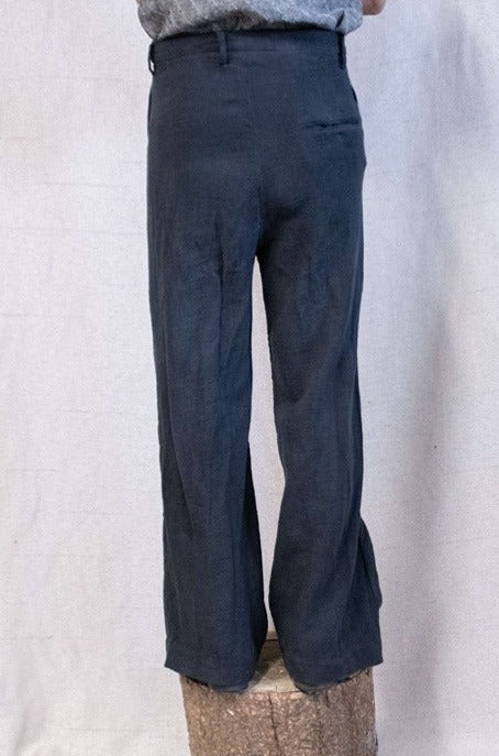 SS23|| OVERLOCKED WIDE LEG GODDE PANTS - BLACK