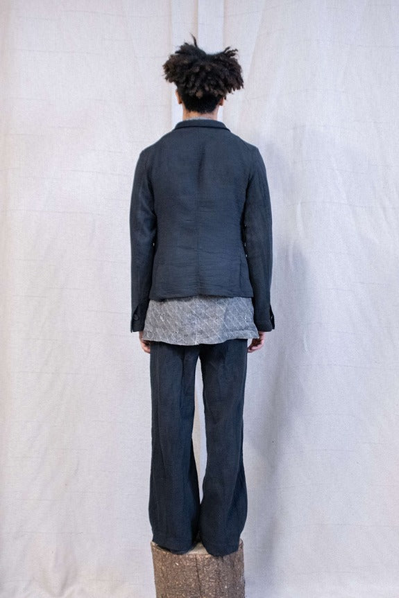 SS23|| OVERLOCKED WIDE LEG GODDE PANTS - BLACK
