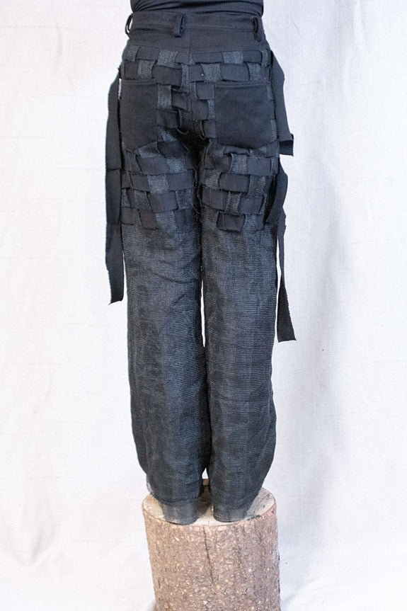 SS23|| LATTICE WORK GODDE JEANS - MESH OVERLAY