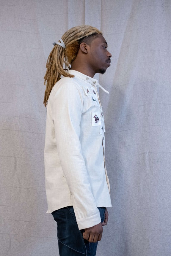 SS23|| KINGSTON 13 PATCHWORK SHIRT - BONE