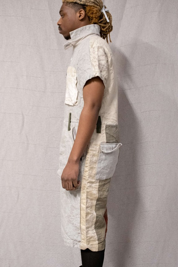 SS23|| SHORT FULL BODY COVERALLS - LINEN BROCADE