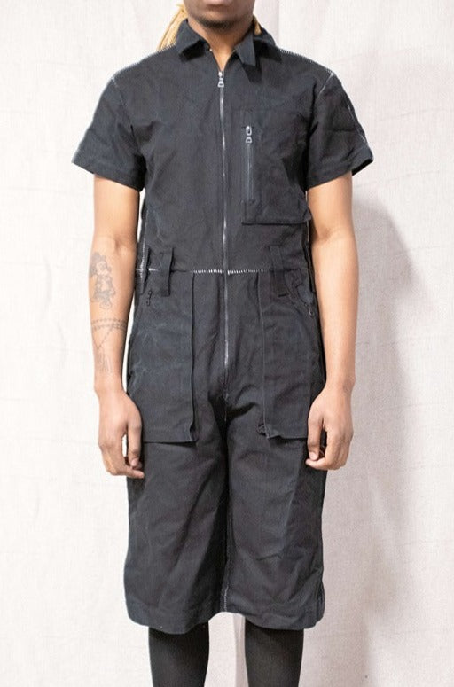 SS23 SHORT FULL BODY COVERALLS BLACK CANVAS