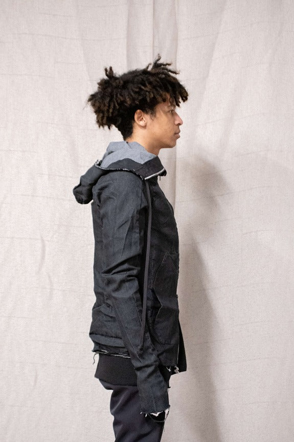 SS23|| TYPE 2 OVERLOCKED HOODIE - BLACK