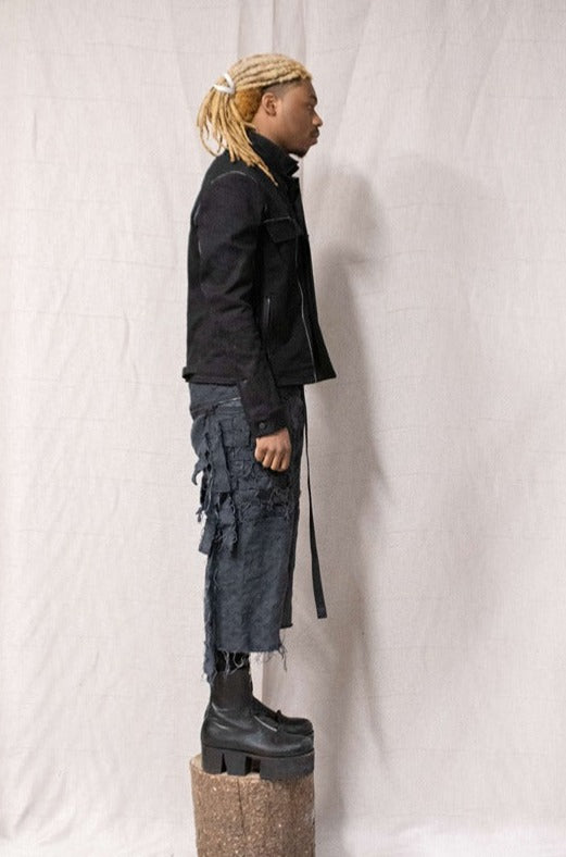 SS23|| LATTICE POCKET BIG SHORTS - BLACK
