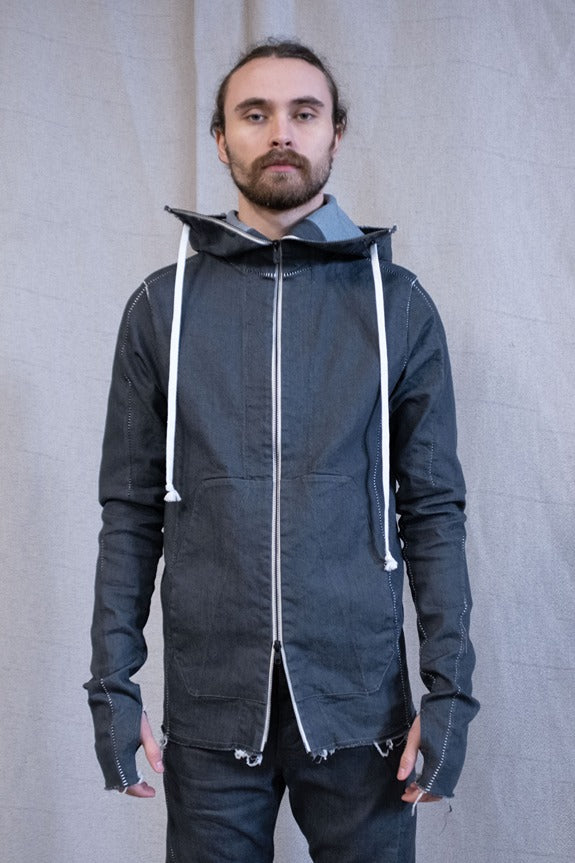 SS23|| TYPE 2 OVERLOCKED HOODIE - WASHED GREY