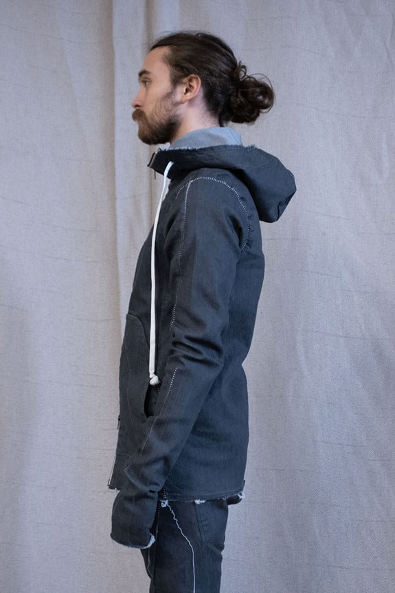 SS23|| TYPE 2 OVERLOCKED HOODIE - WASHED GREY
