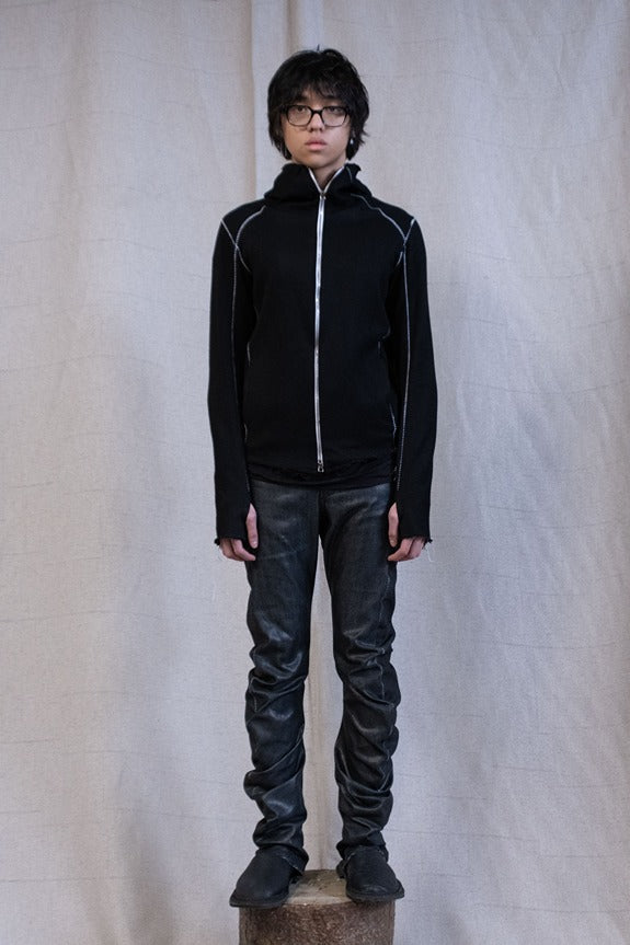 SS23|| HENRIKSSON HOODED JACKET - LATTICE BACK BLACK COTTON