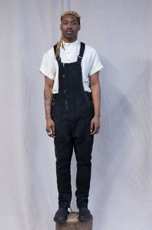 SS23|| SUSPENDER COVERALLS || FULL LENGTH - OVERDYED BLACK