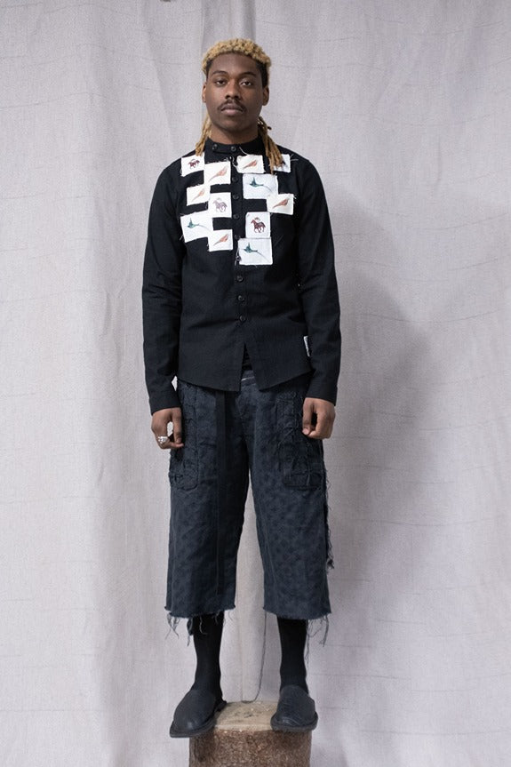 SS23|| LATTICE POCKET BIG SHORTS - BLACK