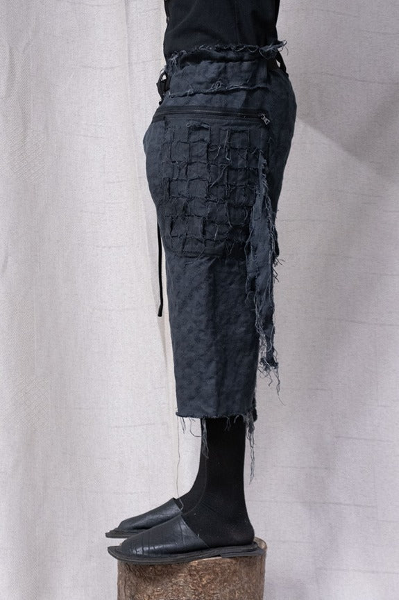 SS23|| LATTICE POCKET BIG SHORTS - BLACK