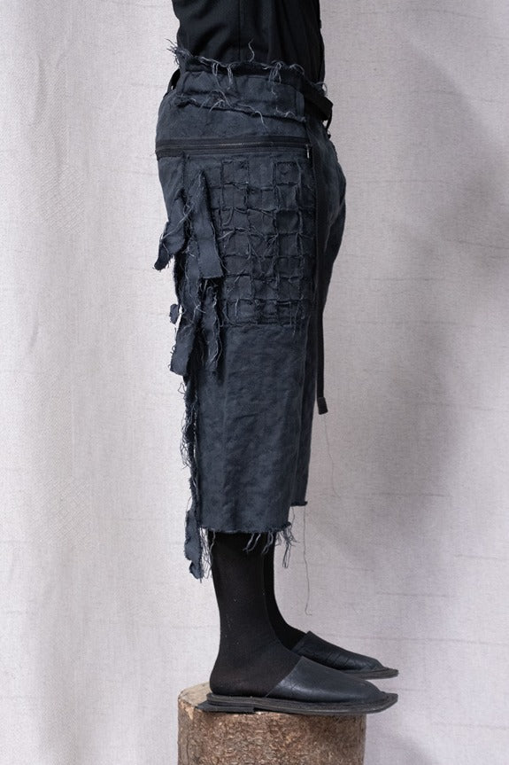 SS23|| LATTICE POCKET BIG SHORTS - BLACK