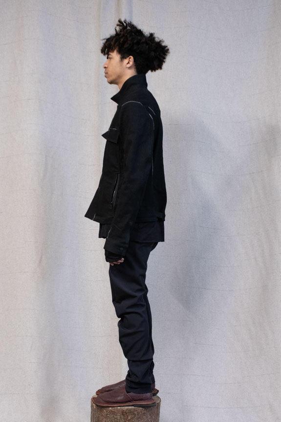 SS23 || OVERLOCKED CLASSIC BORG JACKET || BLACK