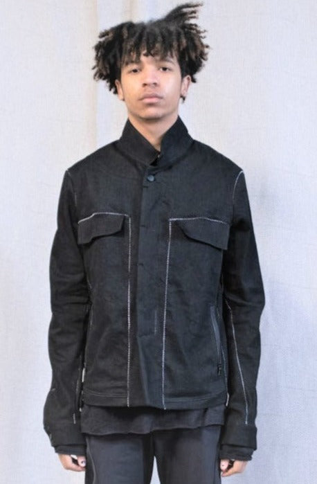 SS23 || OVERLOCKED CLASSIC BORG JACKET || BLACK