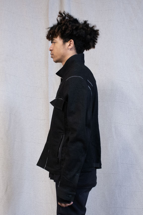 SS23 || OVERLOCKED CLASSIC BORG JACKET || BLACK
