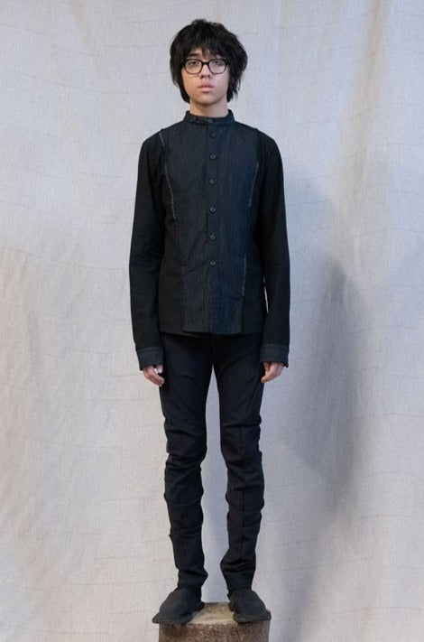 SS23 || DOUBLE FRONT LONG SLEEVE SHIRT || Black