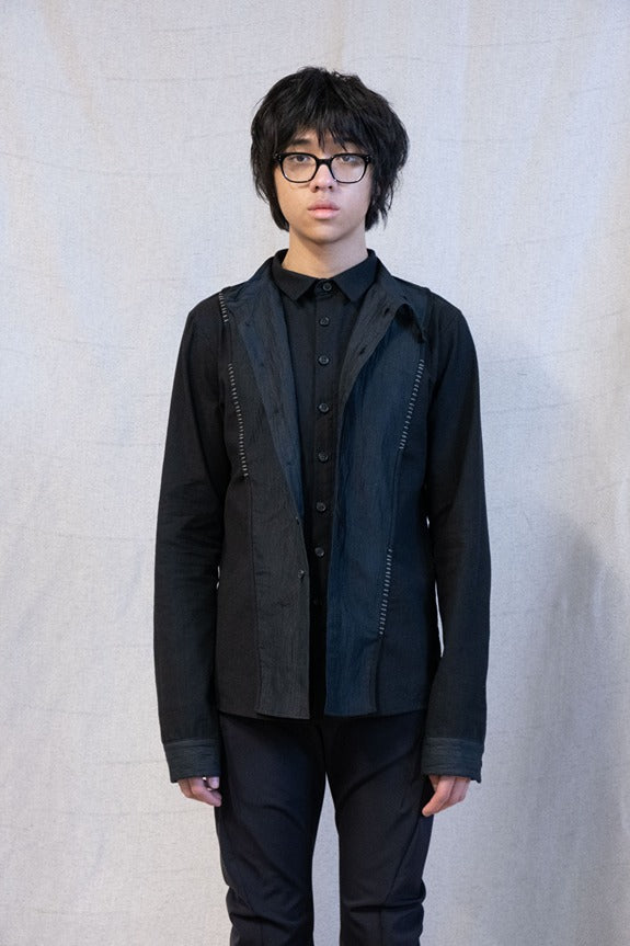 SS23 || DOUBLE FRONT LONG SLEEVE SHIRT || Black